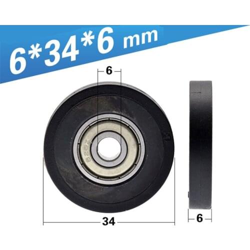 [TPU0634-6] HOT 10PCS Low noise 626zz inner diameter 6mm ball bearing TPU PU rubber coated bearing 626 wheel 6*34*6mm 0634K