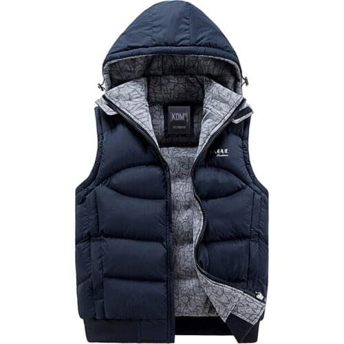 Vest Men Sleeveless Jackets Homme Colete Masculino Winter Spring Casual Coats Hooded Cotton-Padded VesSt Mens Thick Waistcoat