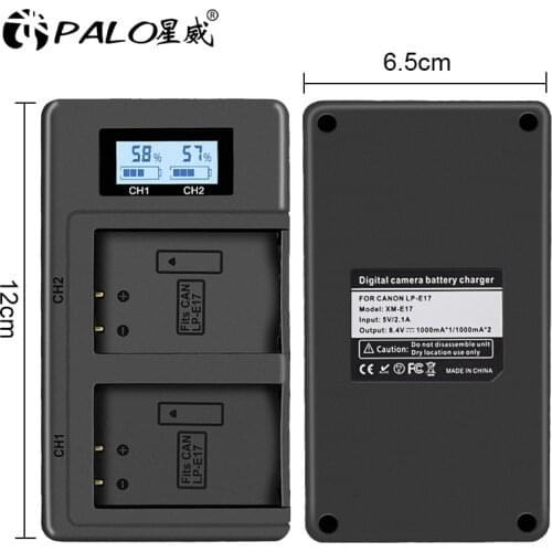 PALO 100% Original LPE17 LP E17 LP-E17 LCD USB Dual Charger for Canon EOS 200D M3 M6 750D 760D T6i T6s 800D 8000D Kiss X8i Camer