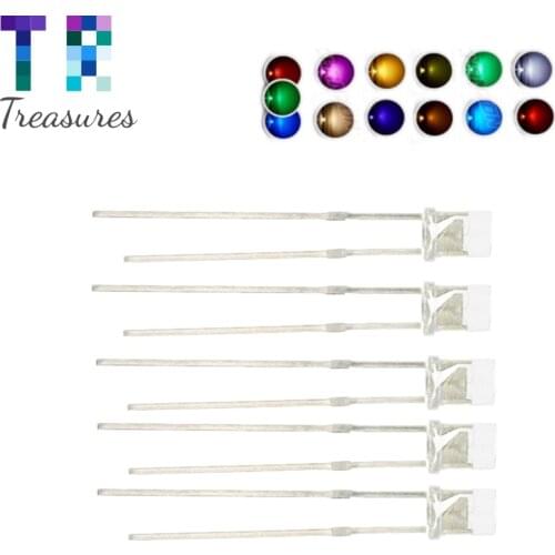 100pcs F3 3mm Flat Top LED White Red Yellow Blue Green Pink Diode Led Wide Angle Light Emitting Diodes Lamp Ultra Bright Bulb