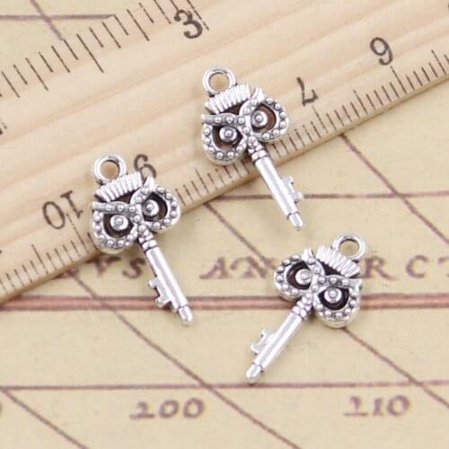 30pcs Charms owl key 41x10mm Tibetan Silver Color Pendants Antique Jewelry Making DIY Handmade Craft