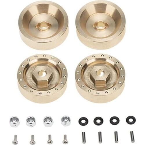 4Pcs/set 6mm Thick Brass Brake Disc Wheel Hex Adapter Combiner for 1/24 RC Crawler Car Axial SCX24 90081 Upgrade Accessories