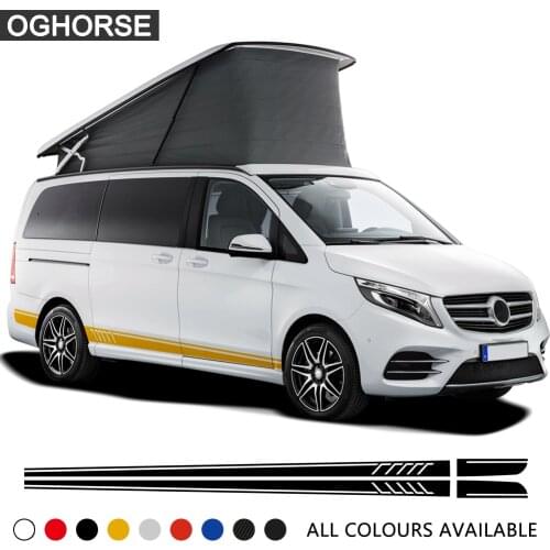 507 Styling Stripes Car Door Side Skirt Decal Stickers for Mercedes Benz Vito V Class W447 W639 V260 V260L SWB LWB Accessories