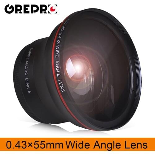 55MM 0.43x Professional HD Wide Angle Lens (w/Macro Portion) for Nikon D3400, D5600 and Sony Alpha Cameras