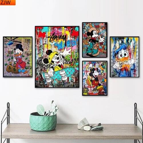 Diamond Painting Street Graffiti Art Disney Mickey Minnie and Donald Duck Diamond Embroidery Cross Stitch Kits Home Decor