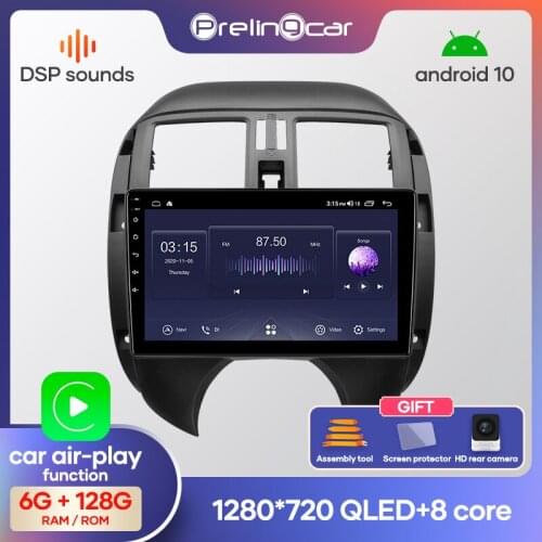 Prelingcar For Sunny Versa 2011-2013 Car Radio Multimedia Video Player Navigation GPS Android 10.0 DSP