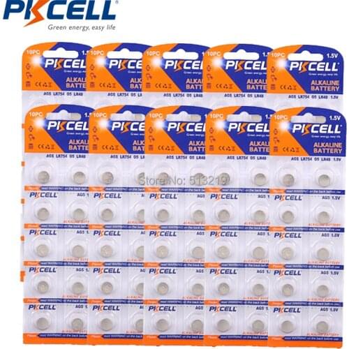 400Pcs(10Pc/Card) 60mAh Capacity Button Coins Batteries G5 AG5 393A LR48 LR754 SR754W SR48 LR48 193 754 Battery