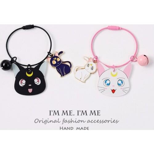 Anime Luna Moon Stars Cartoon Cats Kitty Keychain For Girl Women Trinket Key Chains Ring Car Bag Pendent Charm Child Toys D706