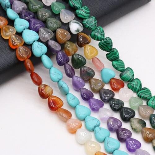 40pcs/lot Natural Agates Stone Beads Heart Shape Loose Beads Fashion for Women DIY Jewelry Necklace Bracelets Gift Size 10mm