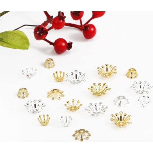20pcs/lot Good Qulity Brass Material Plated Gold Silver Beads Cap for DIY Jewelry Findings Making Beads Craft Gift