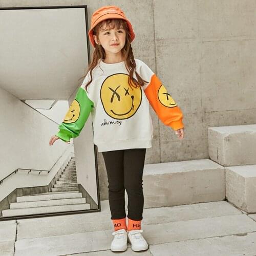 Black White Smiley Girls Clothing Sets Autumn Cotton Lovely Clothes Girls Long Sleeve Shirt+Pants High-quality Kids Clothes Suit