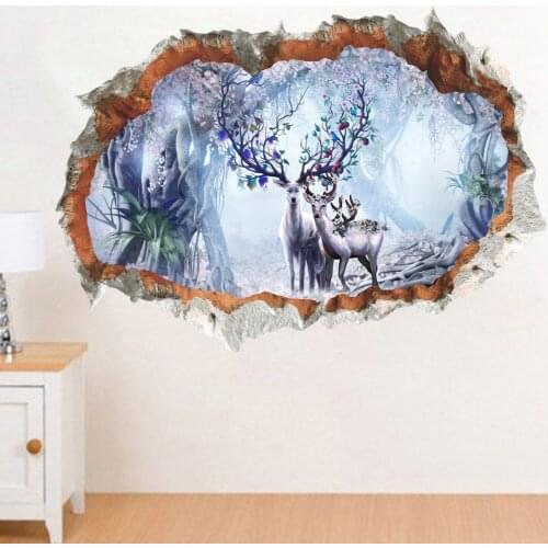 Children DIY Colored Woodland Winter Forest Tribal Deer Wall Stickers Decals For Kids Nursery Room Decoration Vinyl Home Murals
