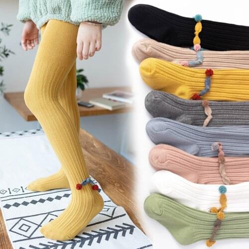 Baby Autumn Winter Tights Hot Baby Toddler Kid Girl Ribbed Stockings Cotton Warm Pantyhose Solid Candy Color Tight 0-12Years