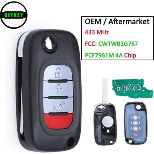 DIYKEY OEM / Aftermarket Flip Remote Key 3+1B Fob 434MHz PCF7961M 4A Chip for Benz Smart Fortwo 453 Forfour 2015-2017 CWTWB1G767