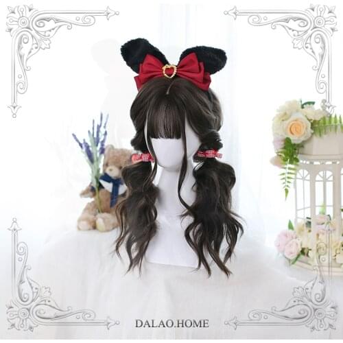 Long Lolita Wig Japanese Big Wave Curly Hair Brown Wigs Cosplay Anime Cosplay Wig Heat Resistant Synthetic Wigs