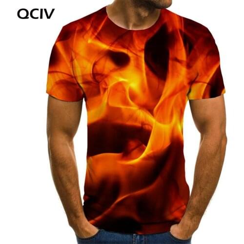QCIV Flame T-shirt Men Red Funny T shirts Abstract Anime Clothes Graphics Tshirts Casual Short Sleeve Hip hop Fashion Streetwear