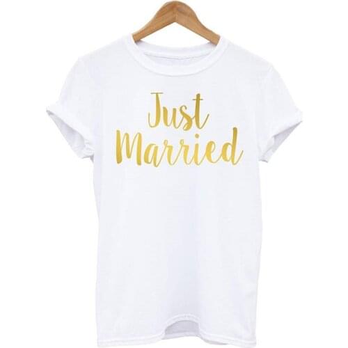 Skuggnas Just Married Wedding Date Hubby Wifey Honeymoon T shirt Harajuku Casual grunge tshirt aesthetic tops camiseta mujer