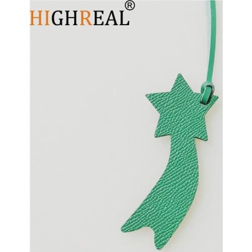 HIGHREAL Custom Made Luxury Genuine Leather Star Keychain Women Bag Charm Backpack Pendant