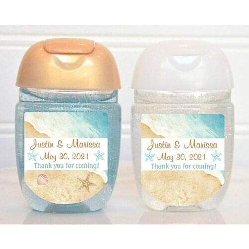 Customized Beach Destination Wedding Hand Sanitizer Favor Labels - Bridal Shower Favors Stickers,Engaged Sanitizer Labels Gift