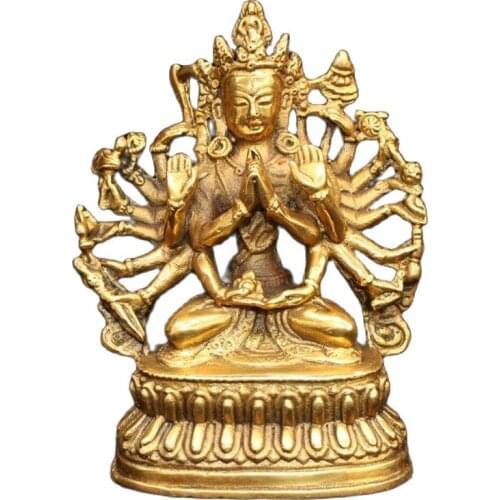 Chinese old Tibet Brass Thousand-Hand Guanyin Buddha Statue