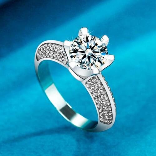 Inbeaut Luxury Pass Diamond Test 1-2 ct D Color VVS1 Excellent Cut Moissanite Wedding Ring Women Classic 6 Prongs Country Rings