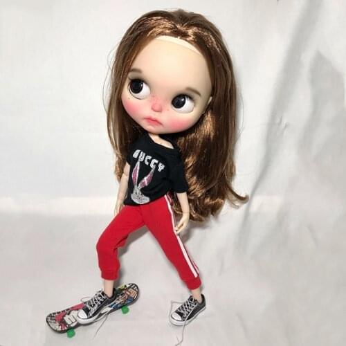 Cool Dolls Blyth Clothes Cartoon T-shirt /Pant for OB24, Azone S, Blyth Pants 30CM for 1/6 Doll Accessories