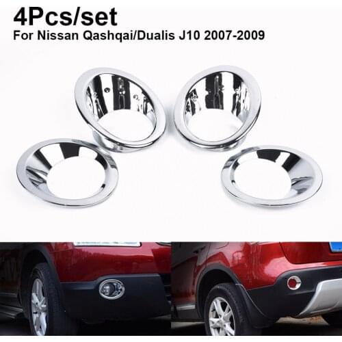 4Pcs/Set Front Rear Fog Light Cover Chrome Plated ABS Plastic For Nissan Qashqai/Dualis J10 2007-2009 High Quality Accessory