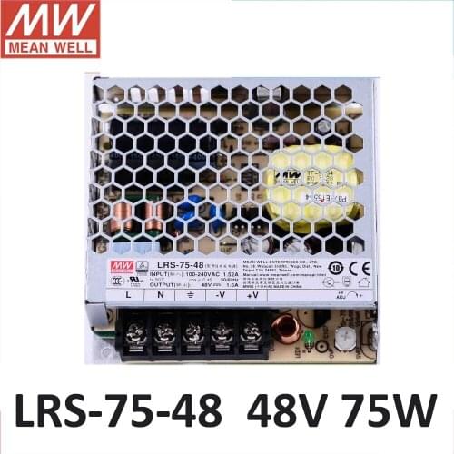 MEANWELL LRS-75-48 DC 48V switching power supply 85-264VAC input 75W 48V 1.6A Meanwell power supply driver For LED Strip UL CE
