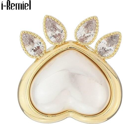 Magnetic Buckle High-grade Heart Brooches Luxury Jewelry Pearl Dress Shirt Collar Pin Copper Crystal Cubic Zirconia Accessories