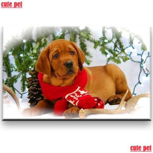 Cute pet Christmas Dogs Full Drill Labrador Retriever rhinestone DIY Diamond Painting Embroidery Cross Stitch Mosaic Decor gift