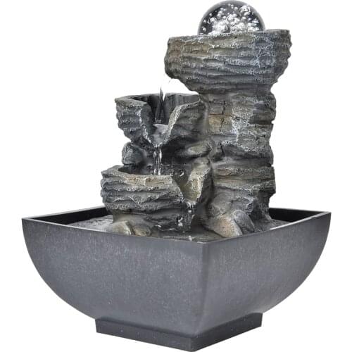 Desktop Fountain Decoration Running Water Home Tabletop Decoration Landscape Ornament with Light Ball Home Decoration