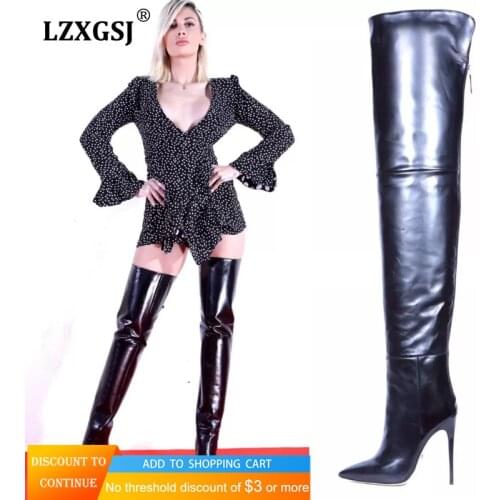 2021 New Women High Knee Boots Sexy Womens Over-the-knee Boots Thigh High Boots Female Thin High Heels Black Boots For Girls