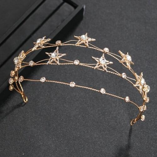 Luxury Handmade Crystal Rhinestone Bridal Crown Tiaras Star Women Hairbands Party Headdress Wedding Hair Jewelry Accessories