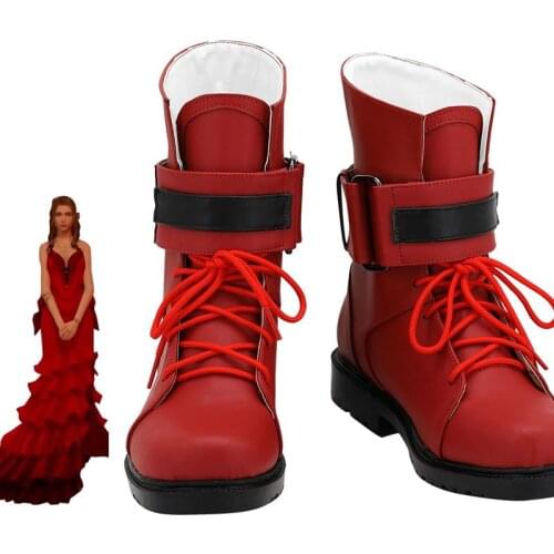 FF 7 Final Fantasy Aerith Gainsborough Cosplay Shoes Adult Red Boots Halloween Carnival Props
