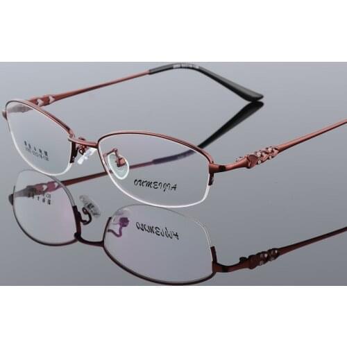 Glasses Wholesale New Metal Glasses Frame Female Ultra Light Half Frame Myopia Frame Fashion Flat Mirror