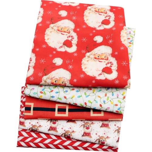 Deer Christmas Tree Santa Claus polyester Cotton Sewing Quilting Fabrics Needlework Material DIY Handmade Cloth,1Yc13579