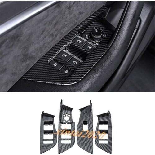 ABS Carbon Fiber Door Window Switch Panel Cover Trim For Audi A6 C8 2019-2020 Car Styling Accessories