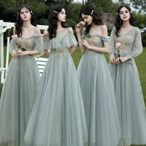 Shining Sequin Bridesmaid Dresses Appliques A Line Wedding Party Prom Gowns Aqua Green Floor Length Elegant Women Dres JQ819