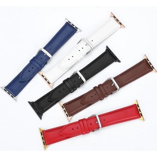 38-40mm 42-40mm Apple watch strap substitute 1-5 generation iwatch strap leather strap imported smooth Apple iwatch strap watch
