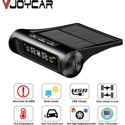 TPMS Tire Pressure Alarm Sensor Monitor System Car Colorful Display Internal / External Solar Power Charging Temperature Warning