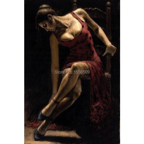 Special offer - good -TOP best art oil painting--hand painted -red dancer tango 36 inches-free shipping cost