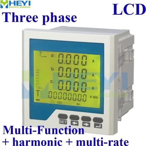 96*96 LCD Three phase multifunction meter with harmonic measure with Complex rates energy measurement with RS485