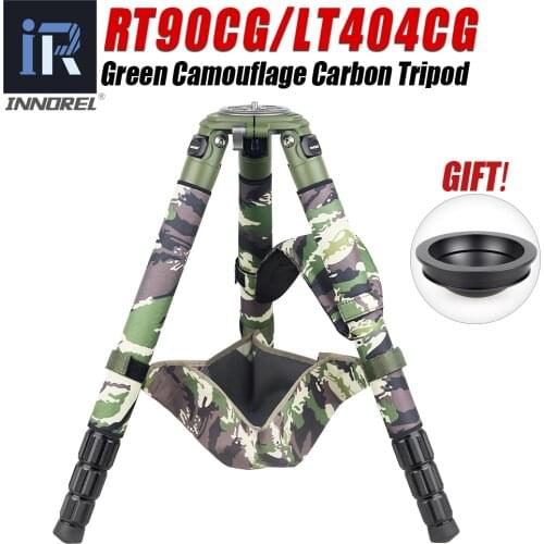 INNOREL RT90CG Camouflage Carbon Fiber Tripod 40mm Professional Birdwatching Heavy Duty Camera Stand 40kg Load for DSLR Cameras