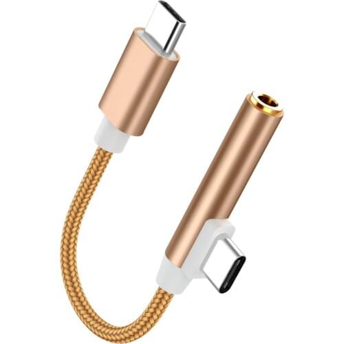 USB C to 3.5mm Aux 2 in 1 USB C Jack Headphone Adapter For Samsung Galaxy S9 S8 Huawei P20 Pro Type C 3.5mm Audio Charging Cable