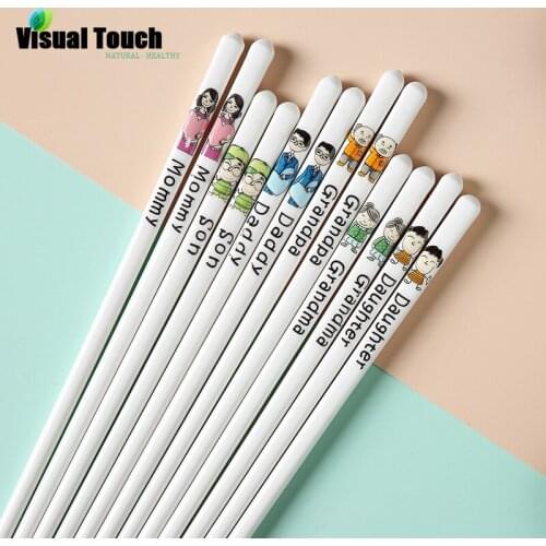 Visual Touch 5pairs High-end Gifts Chopsticks Ceramics Materials High Temperature Resistance To Prevent Deformation Family Use