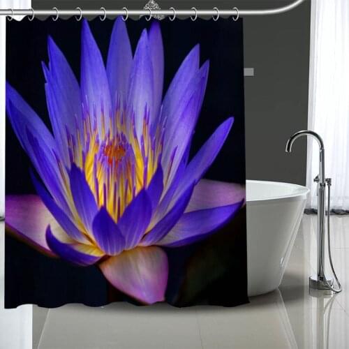 Custom High Quality Water lily Shower Curtains Bath Products Bathroom Decor Waterproof Polyester With 12 Pcs Hooks