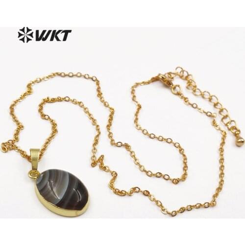 WT-N1125 Wholesale 5pcs Fashion Unique Natural Persian eye Necklace Pendant Round Shape with link chain for women Jewelry
