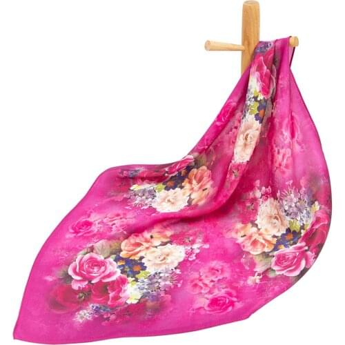 100% Pure Silk Bandana Women Scarf Female Handkerchief Flower Luxury Womens Natural Silk Square Headband Neckscarf for Women
