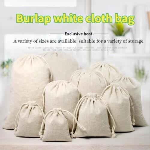 Cotton linen bag Drawstring bag Drawstring bag White cloth bag Jewelry storage small cloth bag
