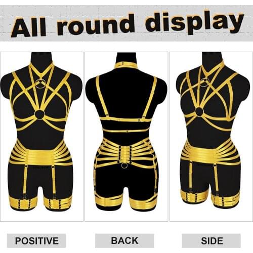 Sexy Body Harness Elastic Strappy Tops Cage Bra Bondage Breast Garter Set Womens Belt Fetish Lingerie Dress Dance Rave Costume